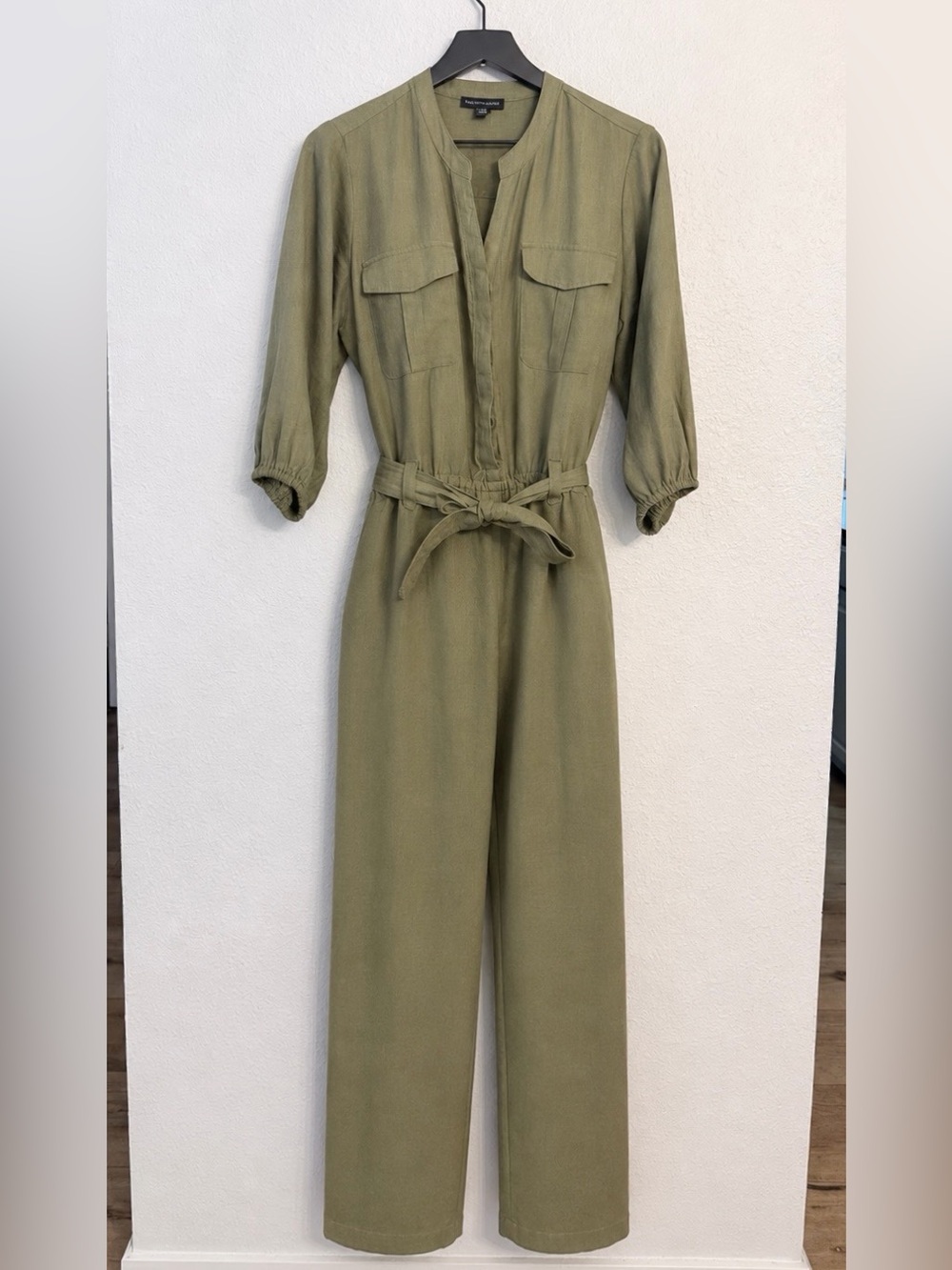 Saks Fifth Avenue Olive Green Utility Tie-Waist Jumpsuit